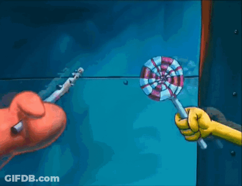 Patrick Star Holding Lollipop And Knife GIF