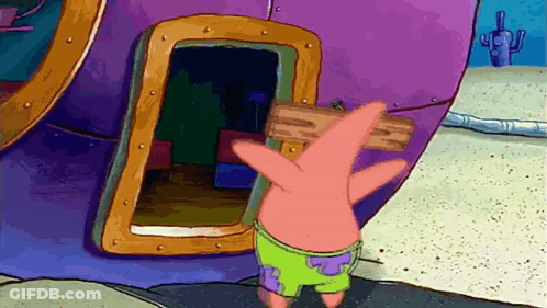Patrick Star Holding Wooden Sign GIF