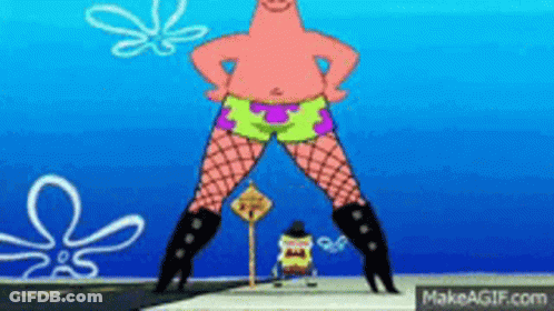 Patrick Star In Fishnet Stockings And Black Boots GIF