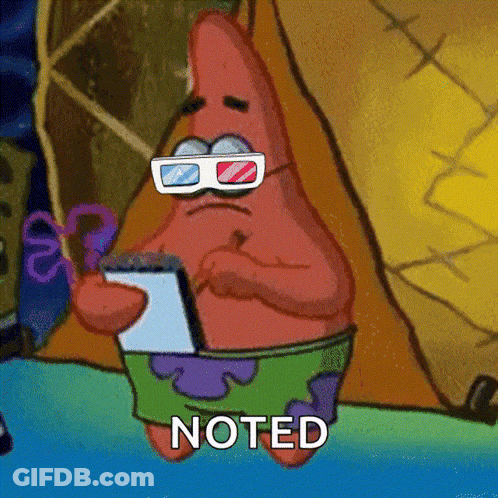 Patrick Star Is Wearing 3D Glasses And Holding A Notepad GIF