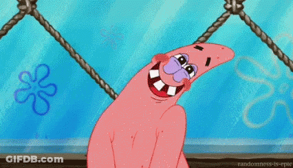 Patrick Star Laughing While Hanging On Rope GIF