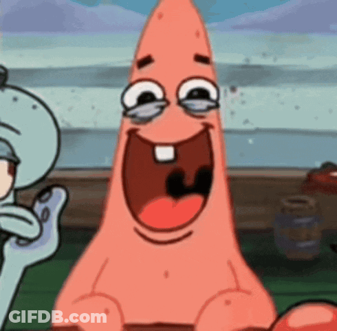 Patrick Star Laughing While Squidward Looks On GIF