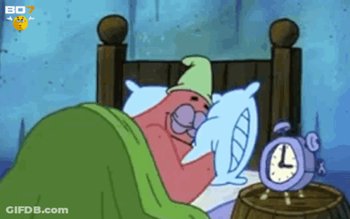 Patrick Star Laying In Bed With Alarm Clock GIF