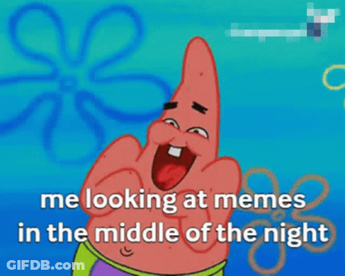Patrick Star Looking At Memes At Night GIF