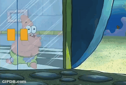 Patrick Star Looking Out Glass Door GIF