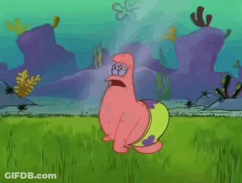 Patrick Star Lying On Grass GIF