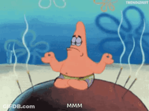 Patrick Star Meditating On Rock GIF