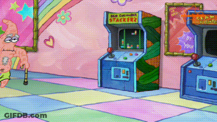 Patrick Star Playing Video Game Stackers GIF
