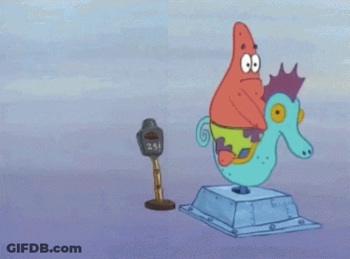 Patrick Star Riding Seahorse On Statue GIF