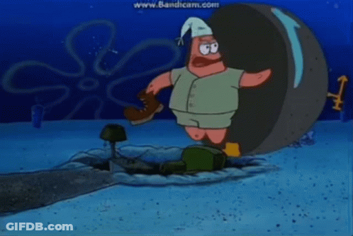 Patrick Star Running Through Tire In Water GIF