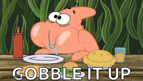 Patrick Star Saying Gobble It Up GIF