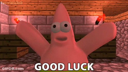 Patrick Star Says Good Luck Minecraft Background GIF