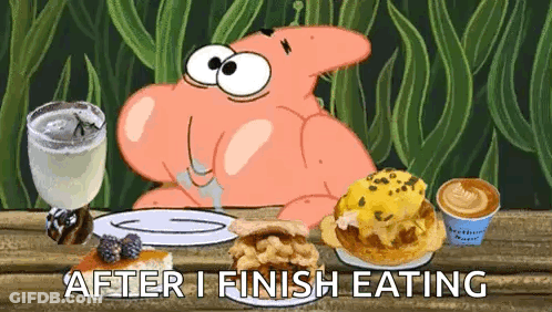 Patrick Star Sitting At Food Table GIF
