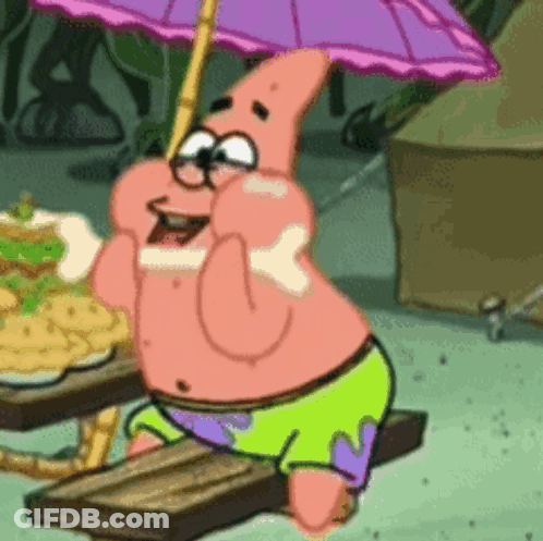 Patrick Star Sitting At Picnic Table GIF