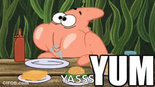 Patrick Star Sitting At Table Eating GIF