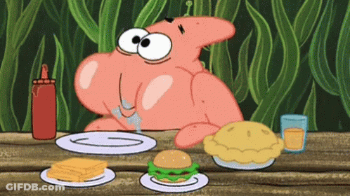 Patrick Star Sitting At Table With Food GIF