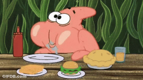 Patrick Star Sitting At Table With Food GIF
