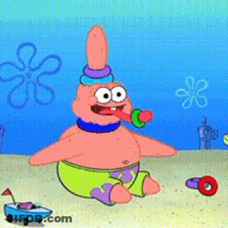 Patrick Star Sitting On Beach With Tongue Out GIF