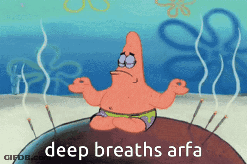 Patrick Star Sitting On Rock Deep Breaths Arfa GIF