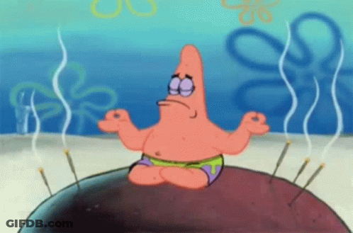 Patrick Star Sitting On Rock With Needles GIF