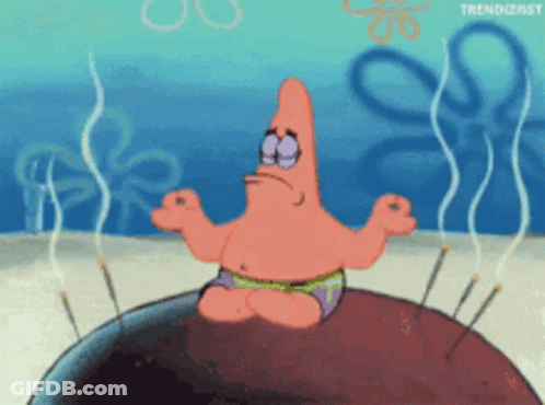 Patrick Star Sitting On Rock With Smoke Coming Out Of Eyes GIF