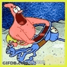 Patrick Star Sitting On Turtle GIF
