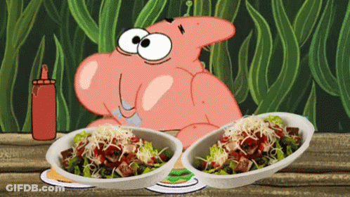 Patrick Star Sitting With Food And Ketchup GIF