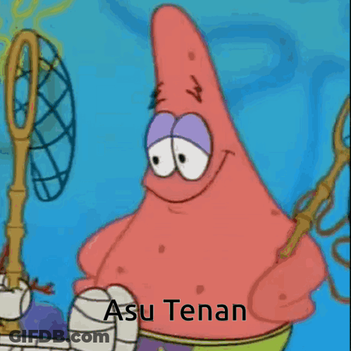Patrick Star Smiling Holding Fishing Net Asu Tenan GIF