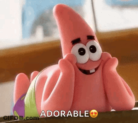 Patrick Star Smiling On Stomach GIF