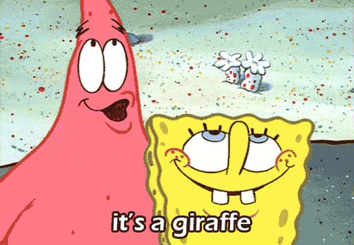 Patrick Star Spongebob Amazed Giraffe GIF