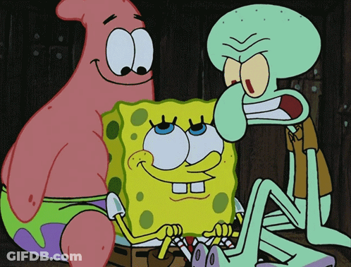 Patrick Star SpongeBob And Squidward Sitting Together GIF