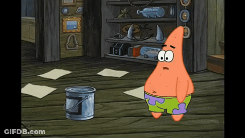 Patrick Star Standing In Front Of A Bucket GIF