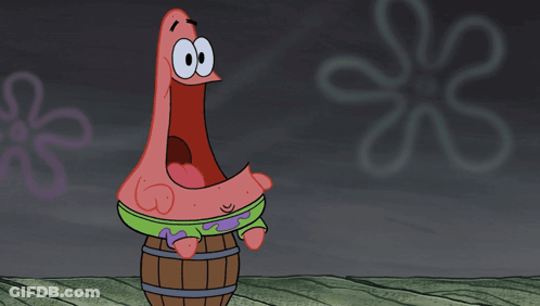 Patrick Star Standing On Barrel GIF