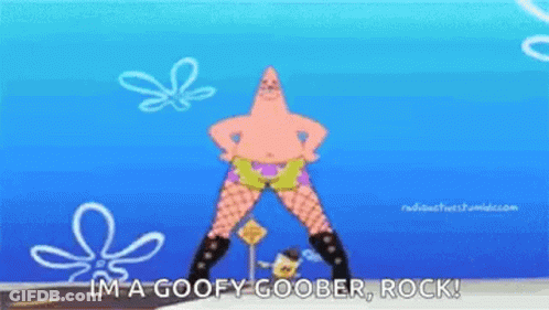 Patrick Star Standing On Beach In Fishnet Stockings GIF