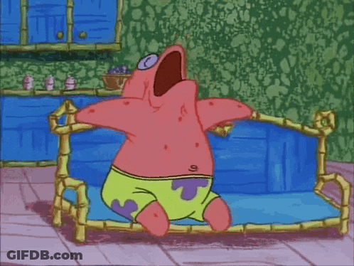 Patrick Star Standing On Couch Mouth Open GIF