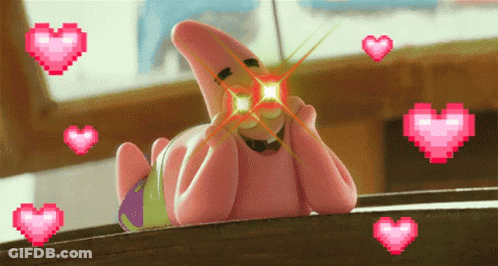 Patrick Star Surrounded By Hearts GIF