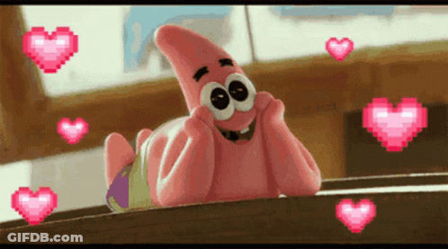 Patrick Star Surrounded By Hearts GIF
