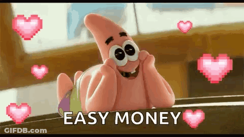 Patrick Star Surrounded By Pink Hearts GIF