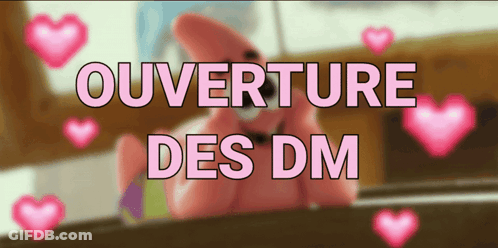 Patrick Star Surrounded By Pink Hearts Ouverture Des Dm GIF