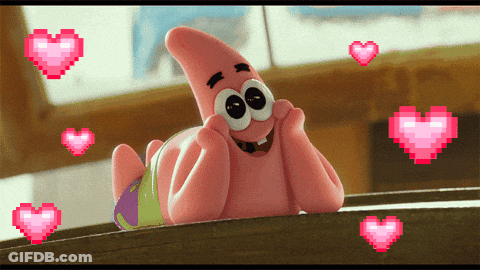 Patrick Star Surrounded By Pink Hearts GIF