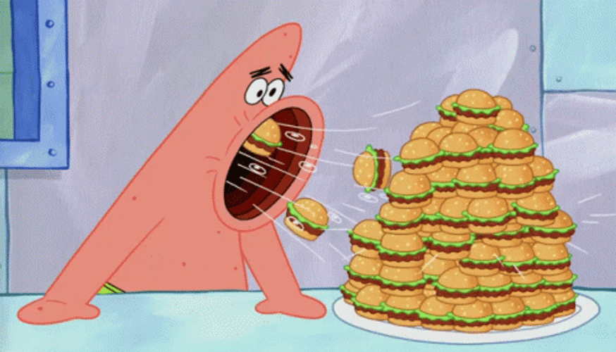 Patrick Star Vacuum Eat Burgers GIF