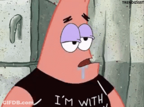Patrick Star Wearing Black Shirt Saying I'm With GIF