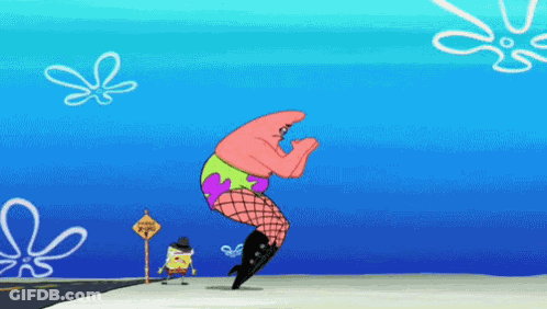 Patrick Star Wearing Fishnet Tights GIF