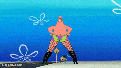 Patrick Star Wearing Fishnet Tights GIF
