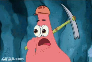Patrick Star Wearing Hard Hat Holding Pickaxe GIF