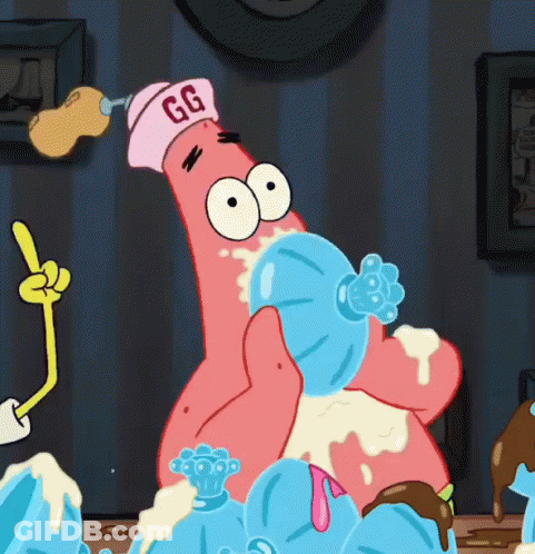 Patrick Star Wearing Pink GG Hat GIF