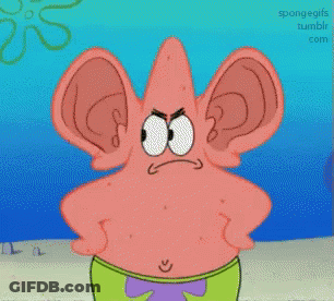 Patrick Star With Big Ears And Purple Bow GIF