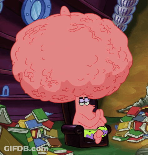 Patrick Star With Large Pink Brain GIF