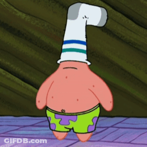 Patrick Star With Striped Socks On Head GIF
