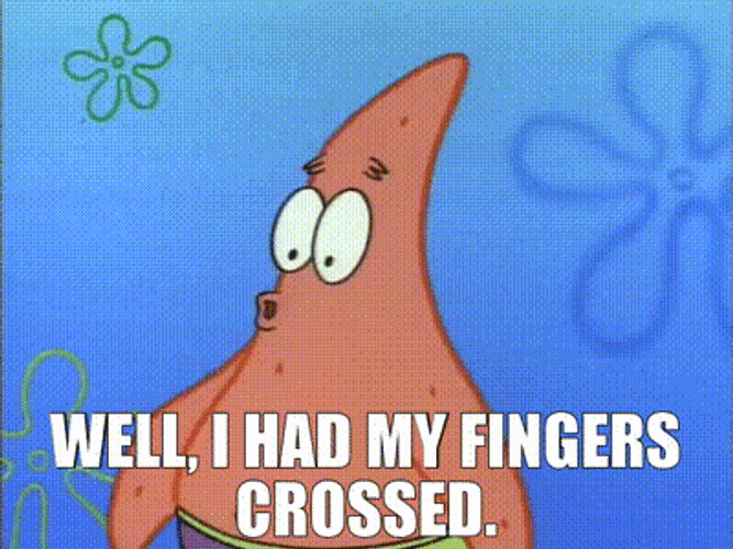 Patrick Starfish Finger Crossed GIF